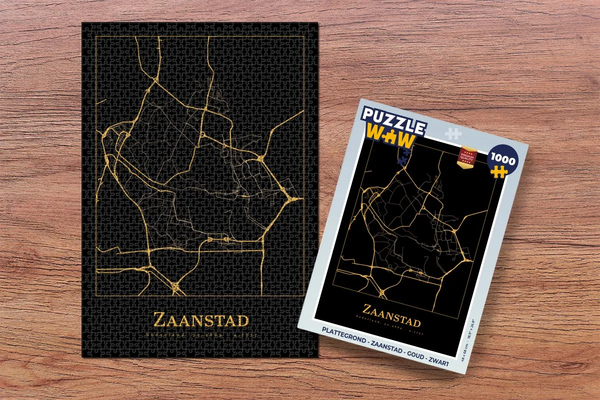 PuzzleWow Zaanstad Legpuzzel 1000 Stuks - Goud/Zwart