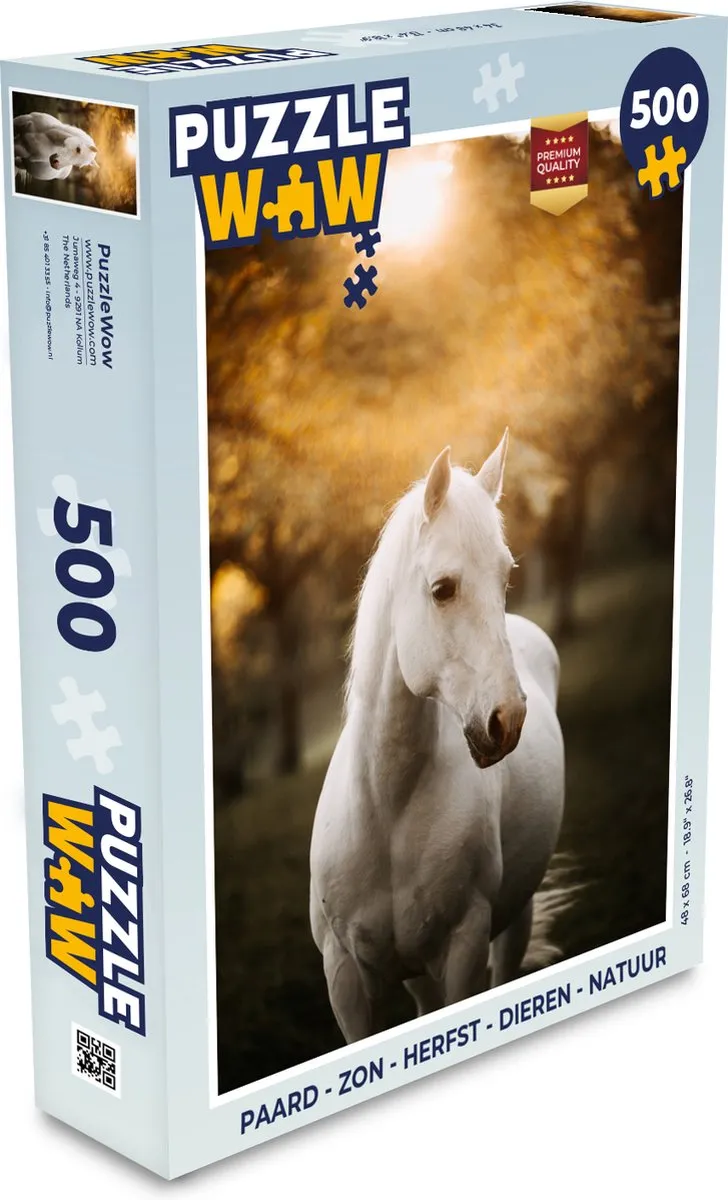 PuzzleWow Legpuzzel Paard - Zon - Herfst 500 Stuks - Multicolor
