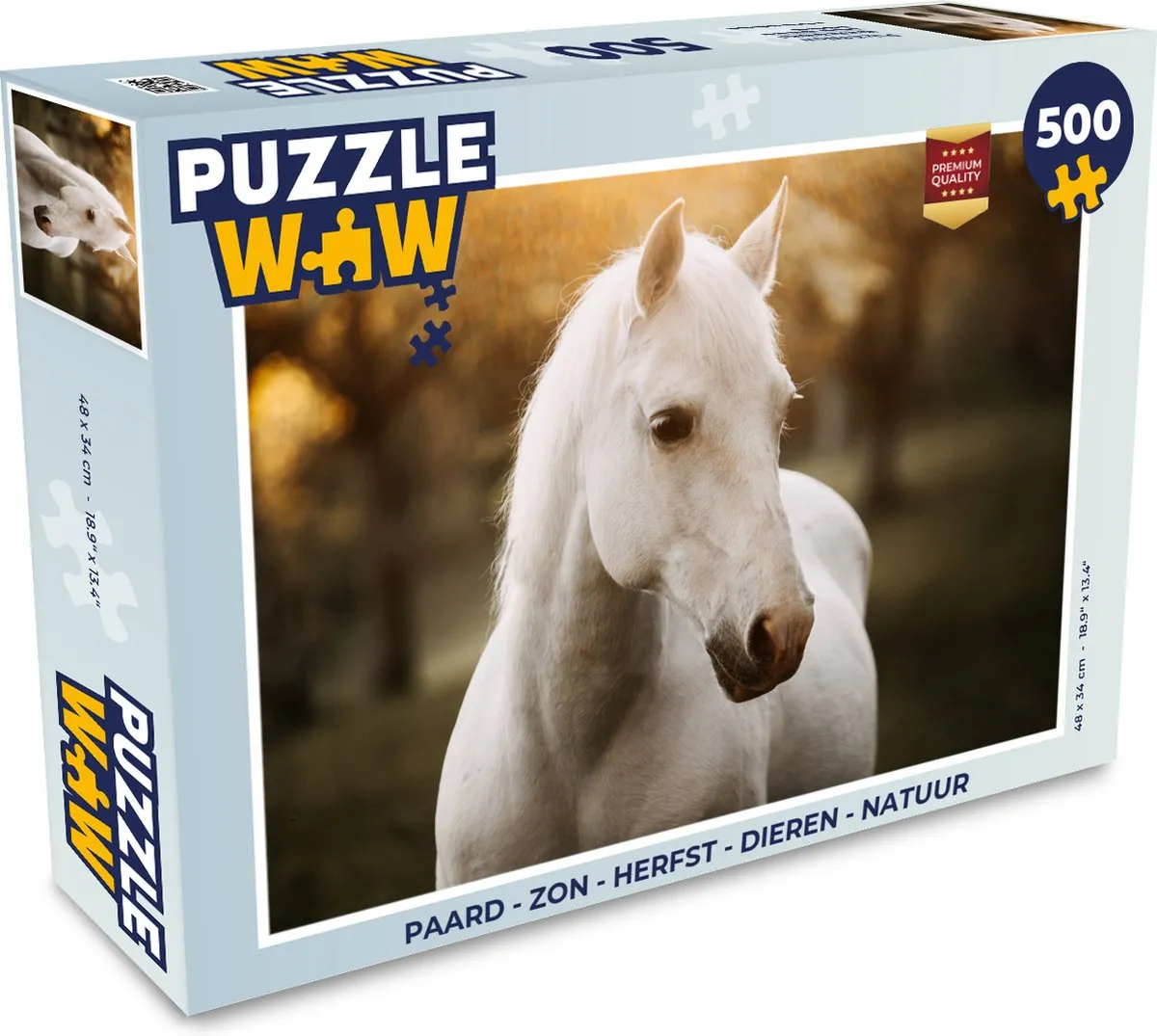 PuzzleWow Legpuzzel Paard - Zon - Herfst 500 Stuks - Multicolor