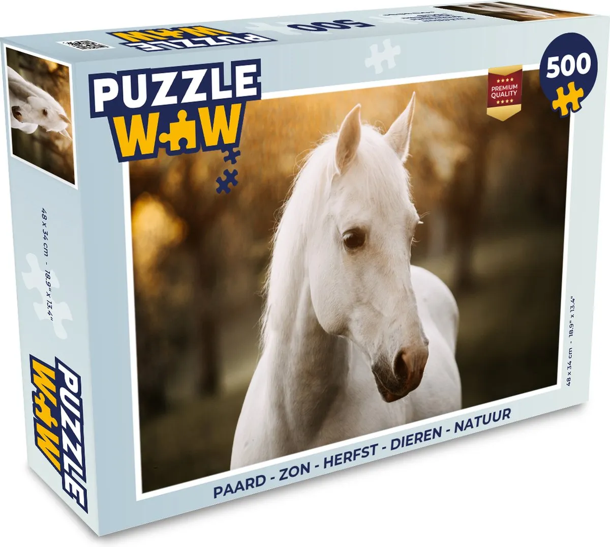 PuzzleWow Legpuzzel Paard - Zon - Herfst 500 Stuks - Multicolor