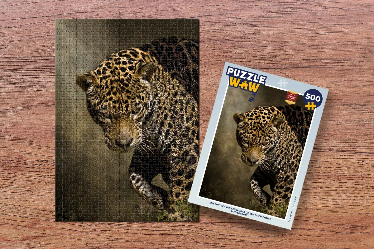 PuzzleWow Jaguar Portret Legpuzzel 500 Stuks - Multicolor