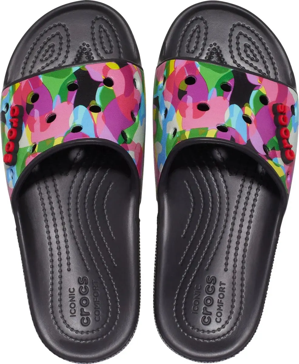 Crocs Classic Bubble Block Slide Zwart/Multi Maat 46/47 US M12