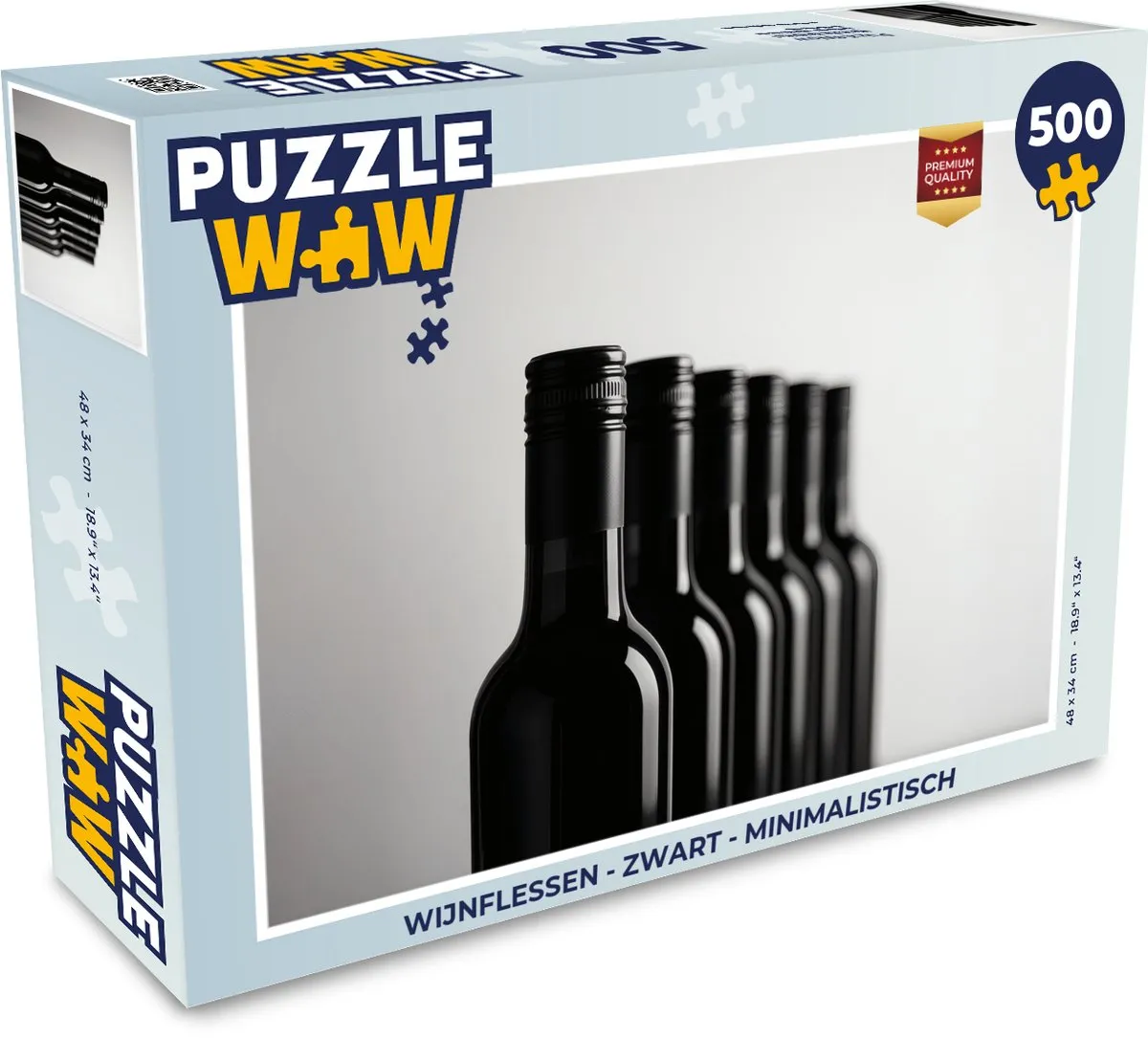 PuzzleWow Wijnflessen Legpuzzel 500 Stuks - Zwart