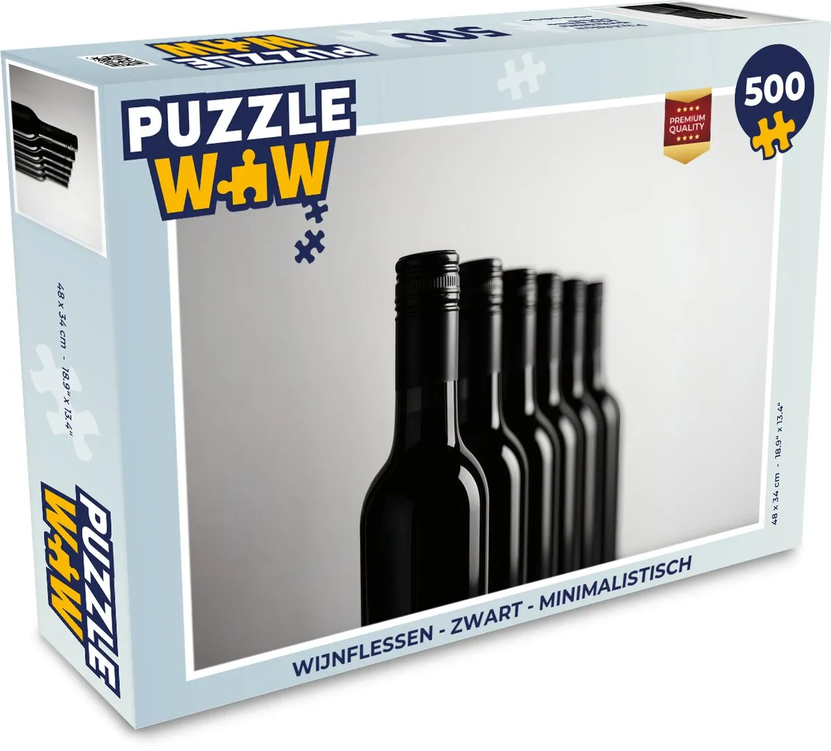 PuzzleWow Wijnflessen Legpuzzel 500 Stuks - Zwart