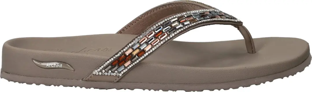 Skechers Arch Fit Meditation -Glam Gal - Dames Slippers - Taupe - afbeelding 2 van 6