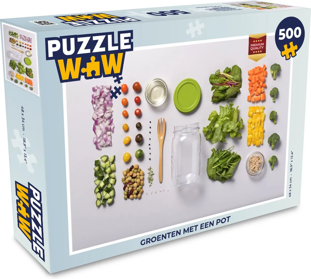 PuzzleWow Groenten met een pot Legpuzzel 500 Stuks - Multicolor