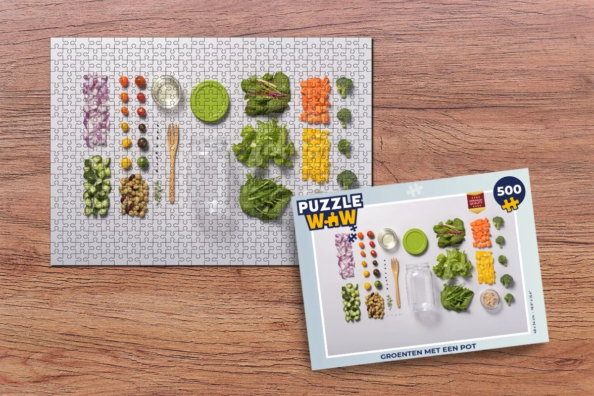 PuzzleWow Groenten met een pot Legpuzzel 500 Stuks - Multicolor