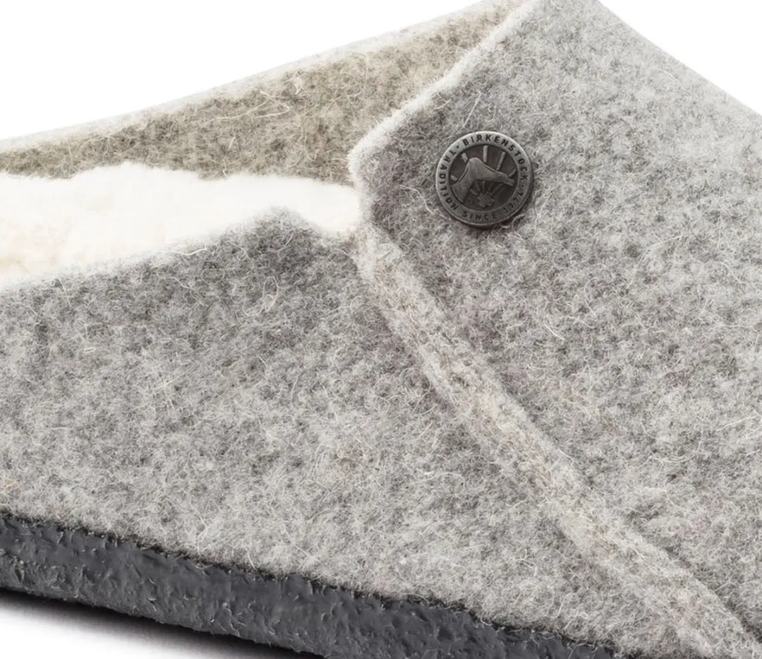 Birkenstock Zermatt narrow Filz Shearling Cozy Home Dames Pantoffels - Light Grey - Maat 37