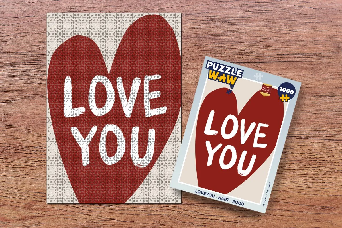 PuzzleWow Loveyou Hart Legpuzzel 1000 Stuks - Rood