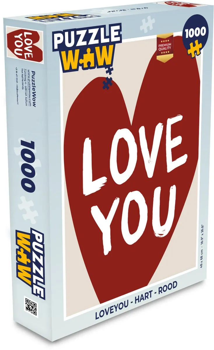 PuzzleWow Loveyou Hart Legpuzzel 1000 Stuks - Rood