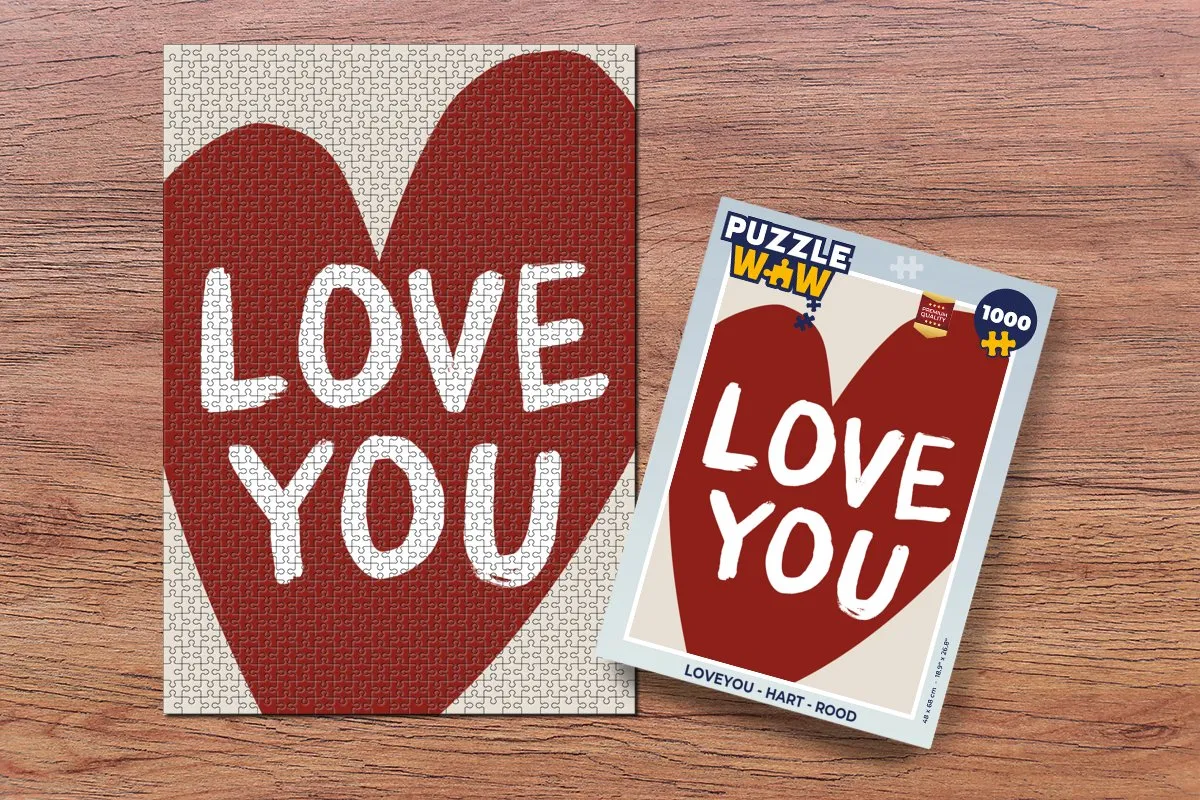PuzzleWow Loveyou Hart Legpuzzel 1000 Stuks - Rood