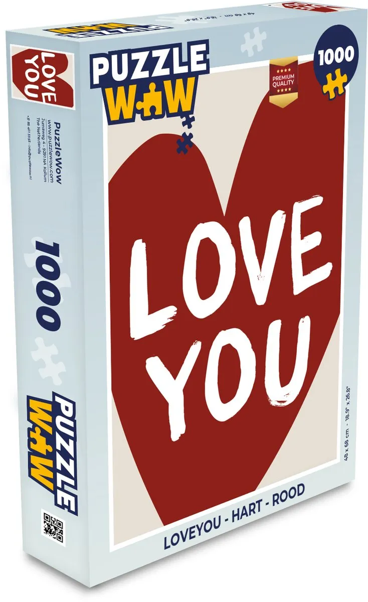 PuzzleWow Loveyou Hart Legpuzzel 1000 Stuks - Rood