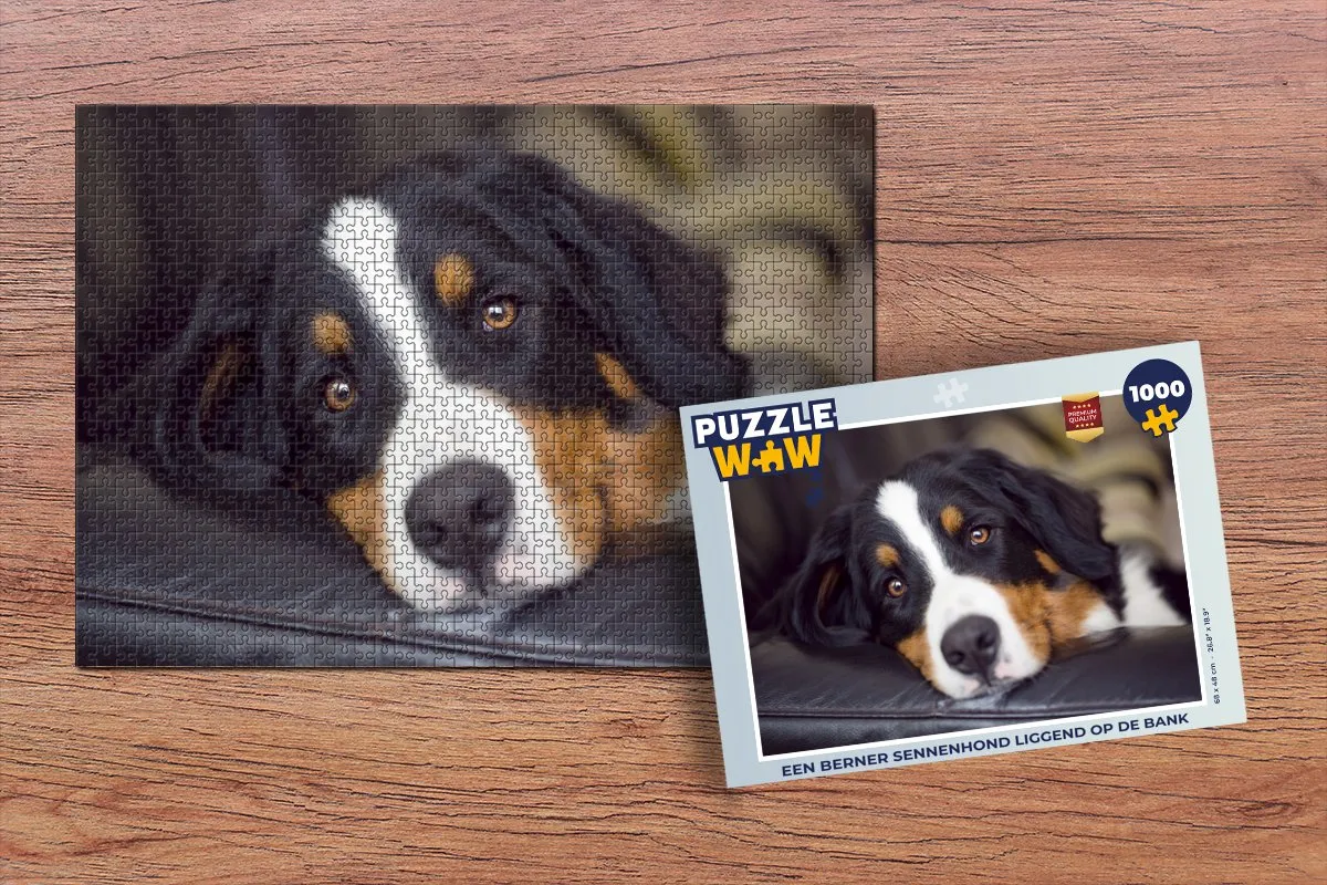 PuzzleWow Berner Sennenhond op de bank Legpuzzel 1000 Stuks - Multicolor