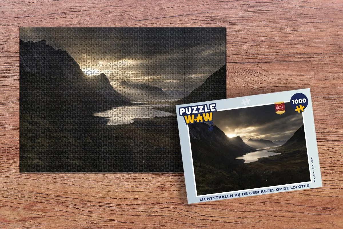 PuzzleWow Legpuzzel Lichtstralen Lofoten 1000 Stuks - Multicolor
