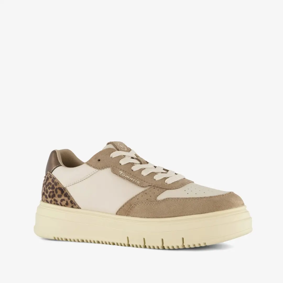 Tamaris dames sneakers beige met panterprint