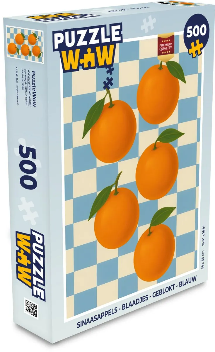 PuzzleWow Sinaasappels Geblokt Legpuzzel 500 Stuks - Blauw