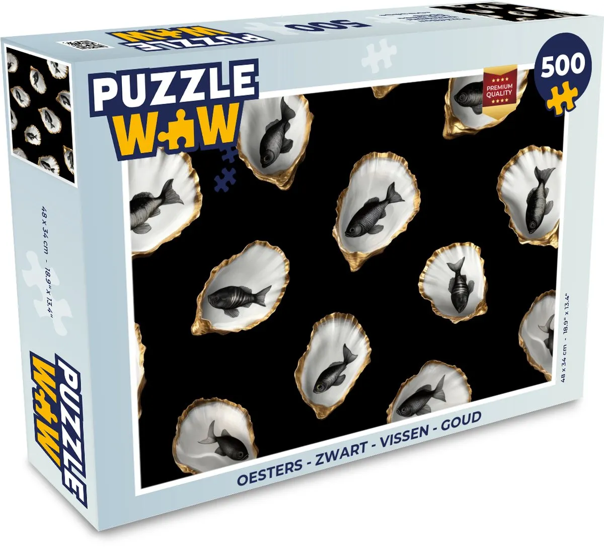 PuzzleWow Oesters Puzzel 500 Stuks - Zwart/Goud