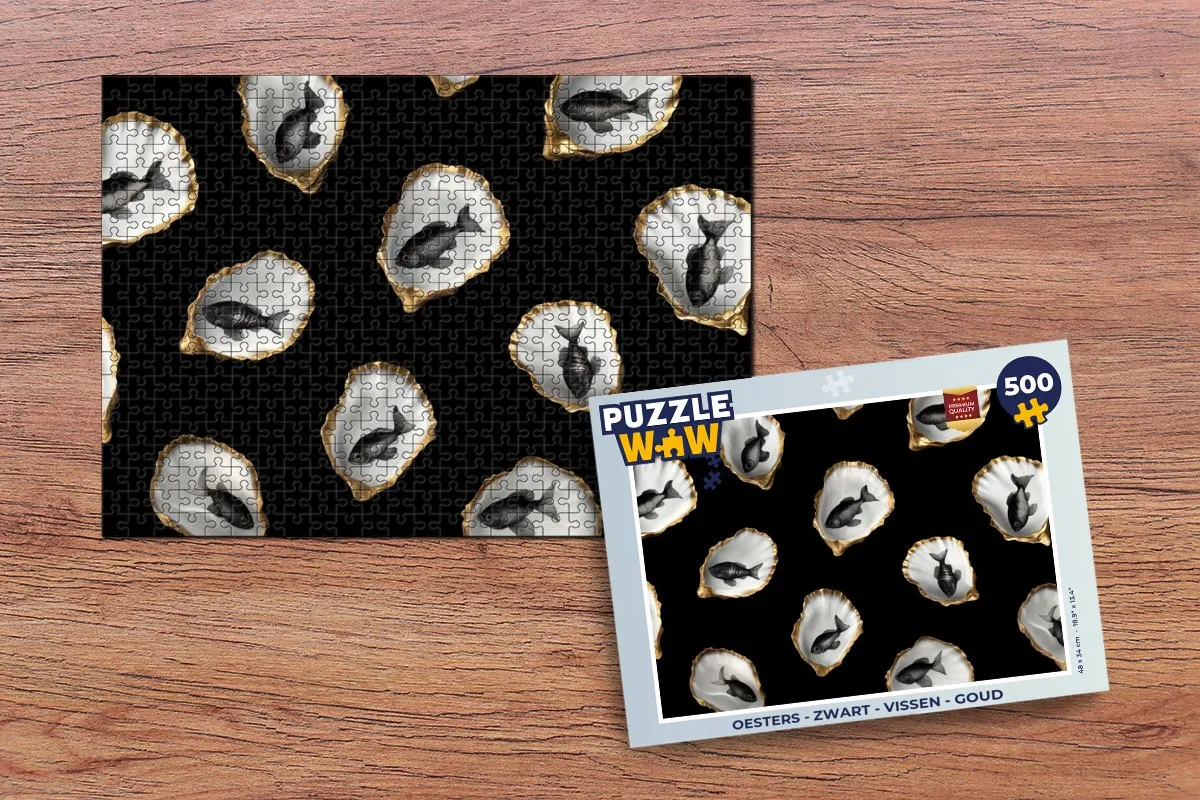 PuzzleWow Oesters Puzzel 500 Stuks - Zwart/Goud