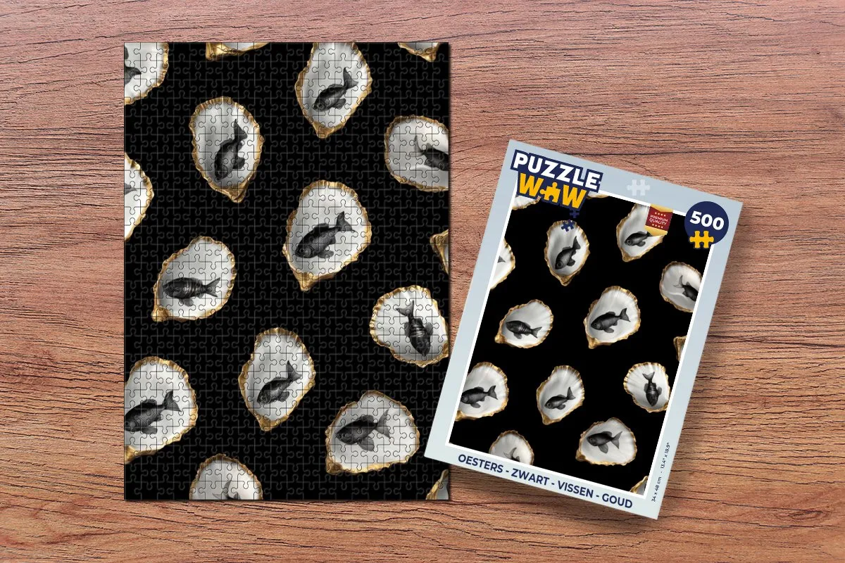PuzzleWow Oesters Puzzel 500 Stuks - Zwart/Goud