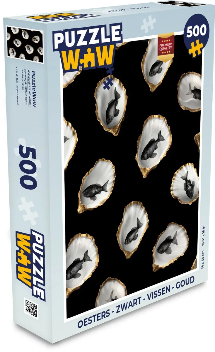 PuzzleWow Oesters Puzzel 500 Stuks - Zwart/Goud