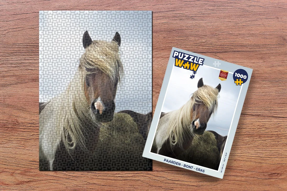 PuzzleWow Paarden Gras Legpuzzel 1000 Stuks - Multicolor