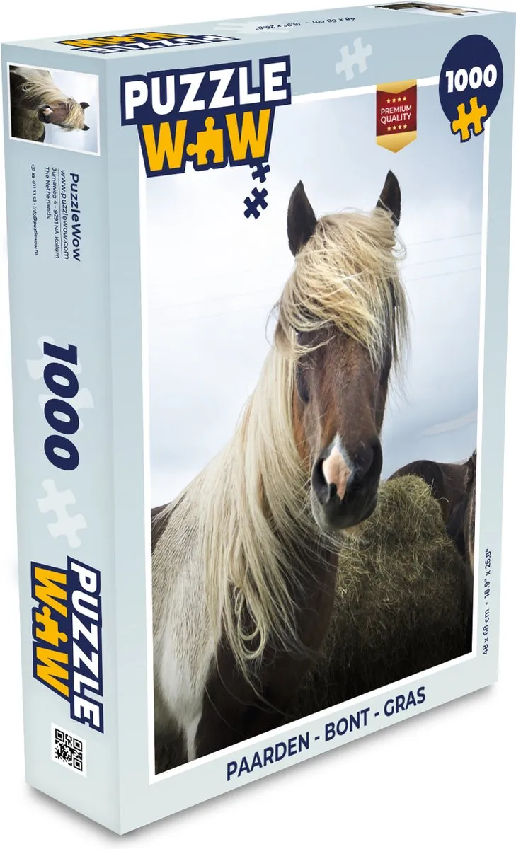 PuzzleWow Paarden Gras Legpuzzel 1000 Stuks - Multicolor