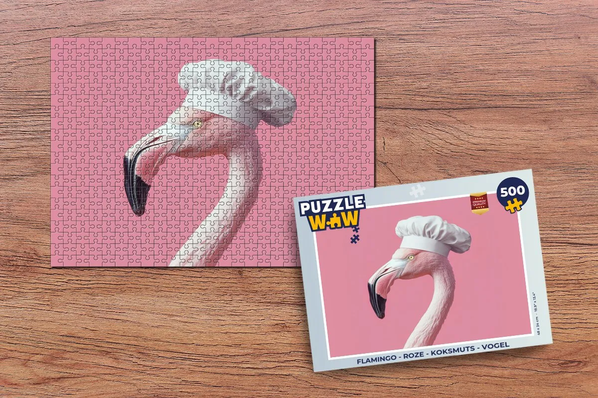 PuzzleWow Flamingo Legpuzzel 500 Stuks - Roze Koksmuts