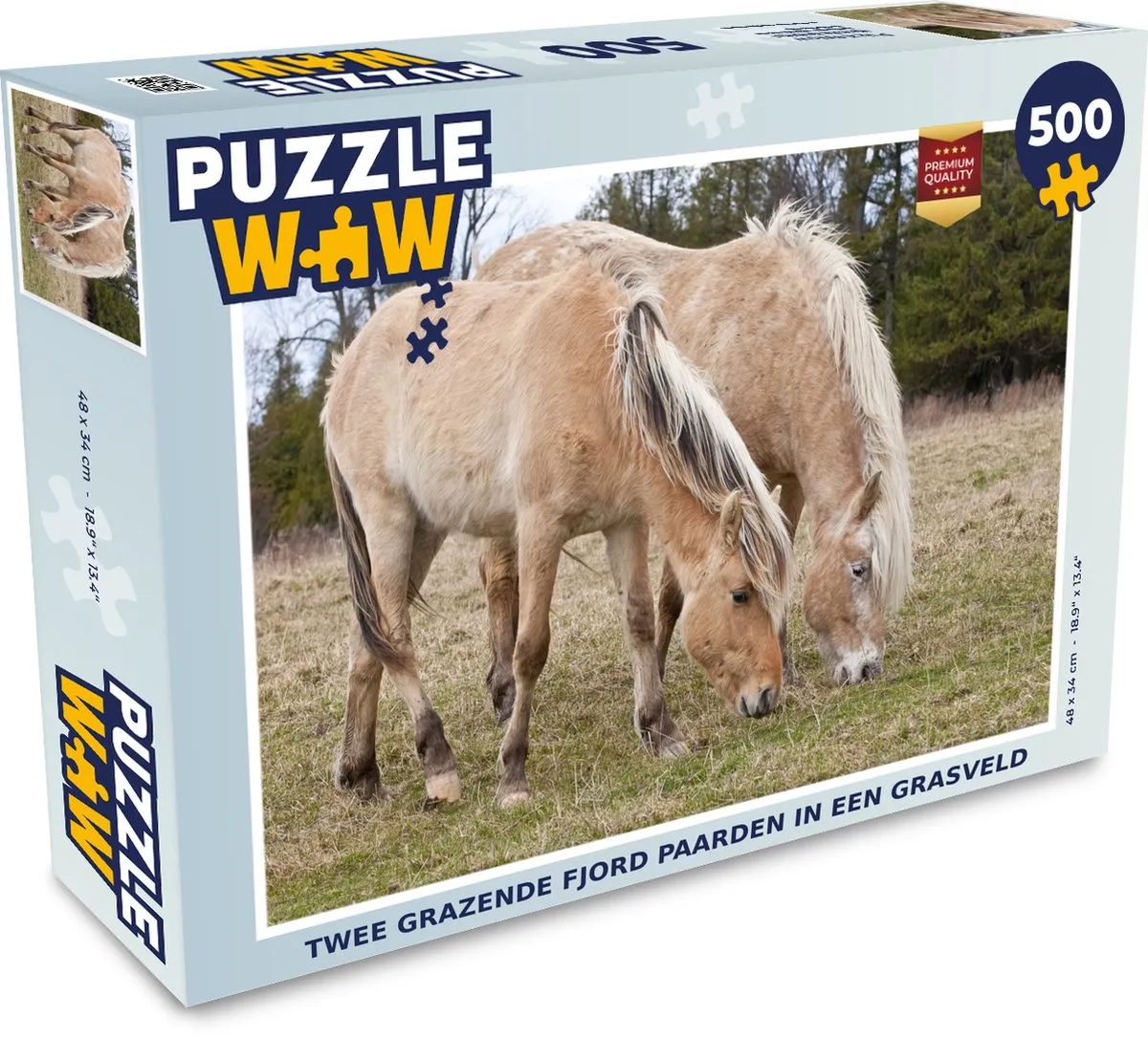 PuzzleWow Legpuzzel 500 Stuks - Twee Paarden in Grasveld Multicolor