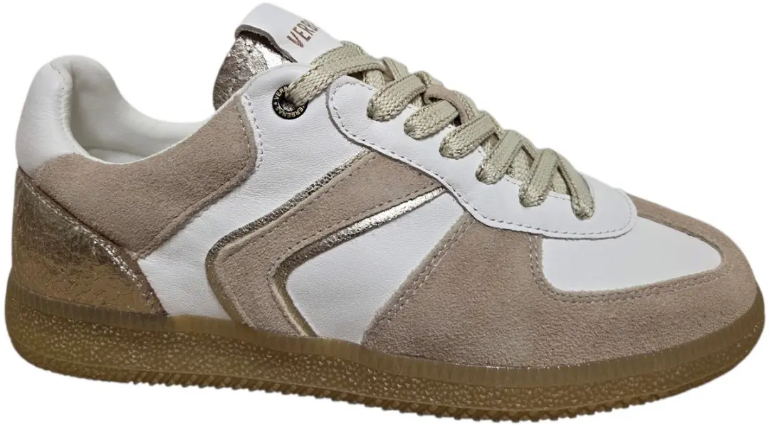 Verbenas Sora Sibela Blanco Crudo Oro Sneakers Wit Leer en Suede Dames
