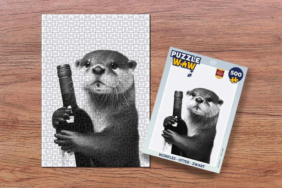 PuzzleWow Wijnfles Otter Legpuzzel 500 Stuks - Zwart