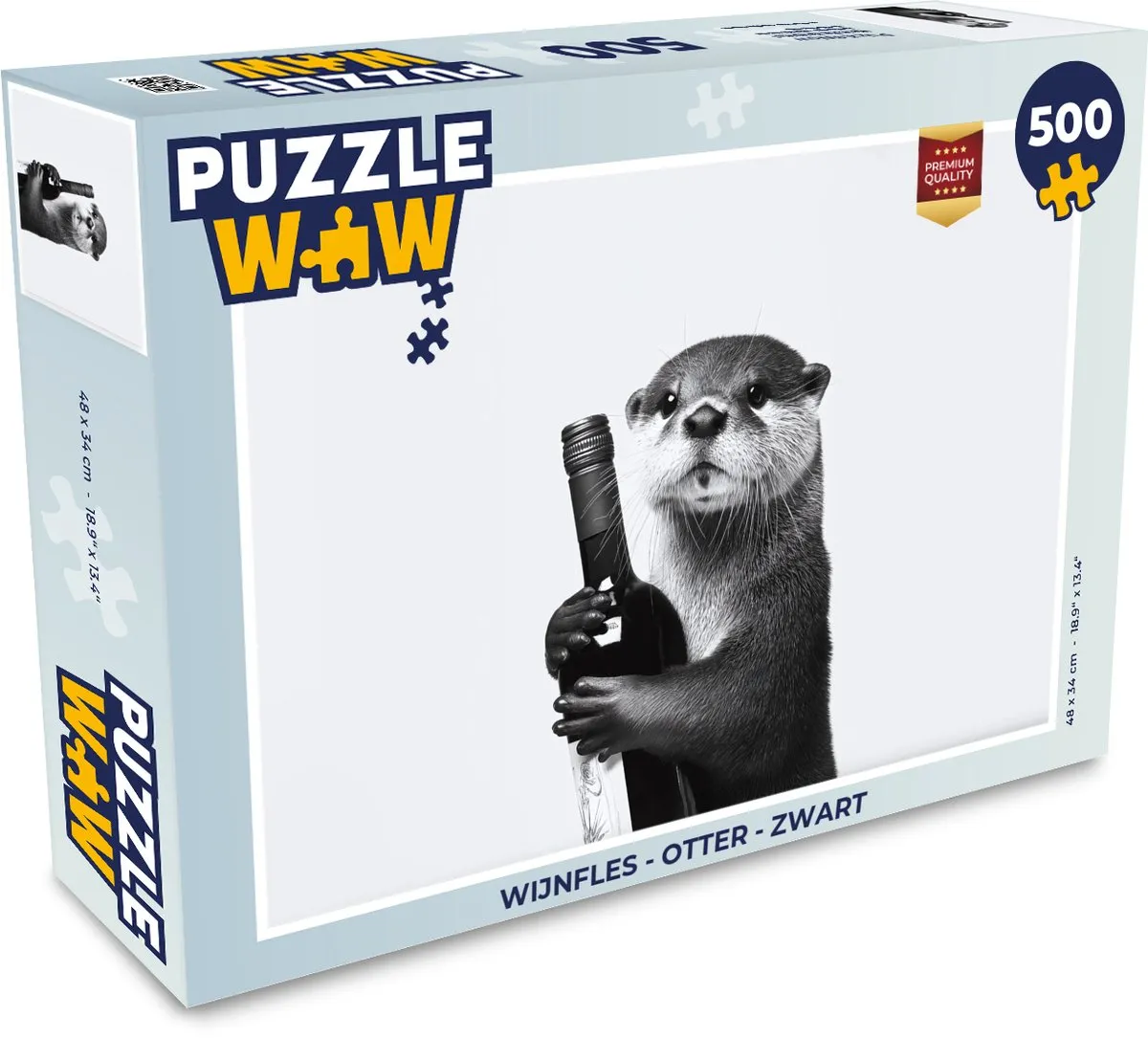 PuzzleWow Wijnfles Otter Legpuzzel 500 Stuks - Zwart