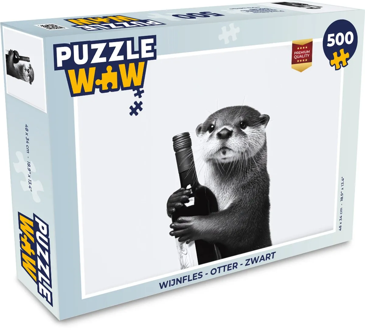 PuzzleWow Wijnfles Otter Legpuzzel 500 Stuks - Zwart