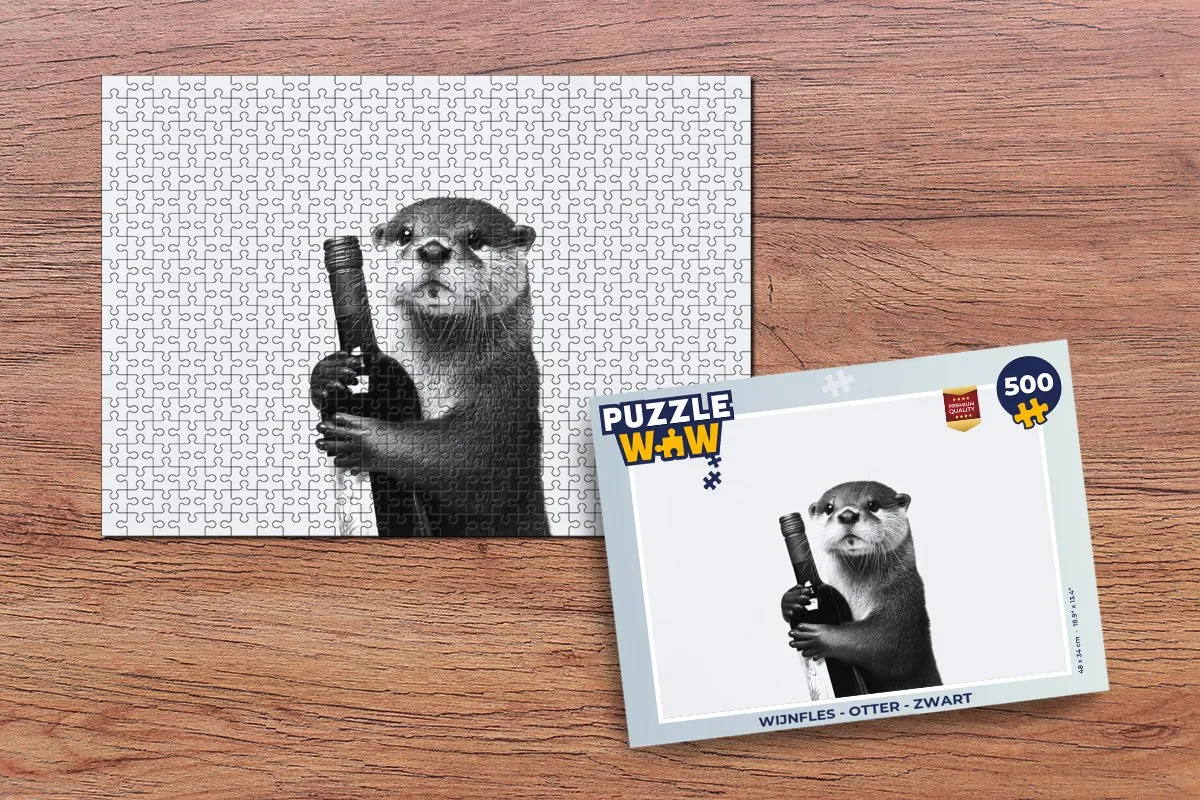 PuzzleWow Wijnfles Otter Legpuzzel 500 Stuks - Zwart