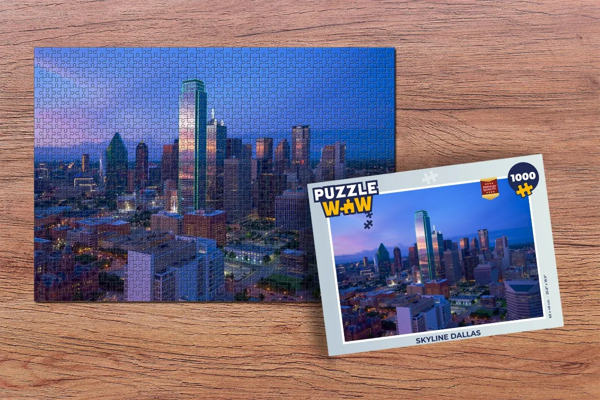 PuzzleWow Skyline Dallas Legpuzzel 1000 Stuks - Multicolor