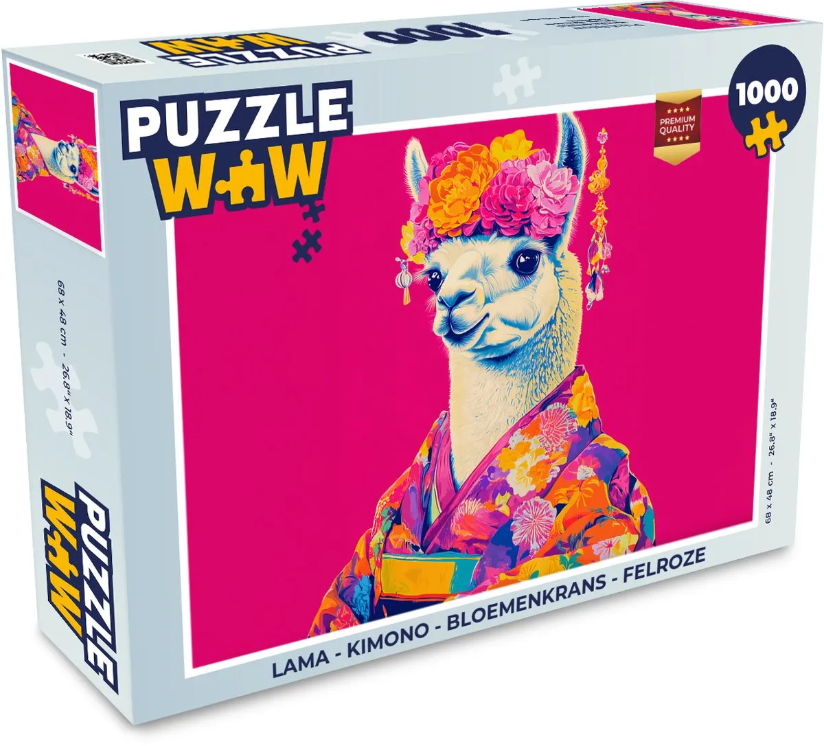 PuzzleWow Lama Legpuzzel 1000 Stuks - Felroze