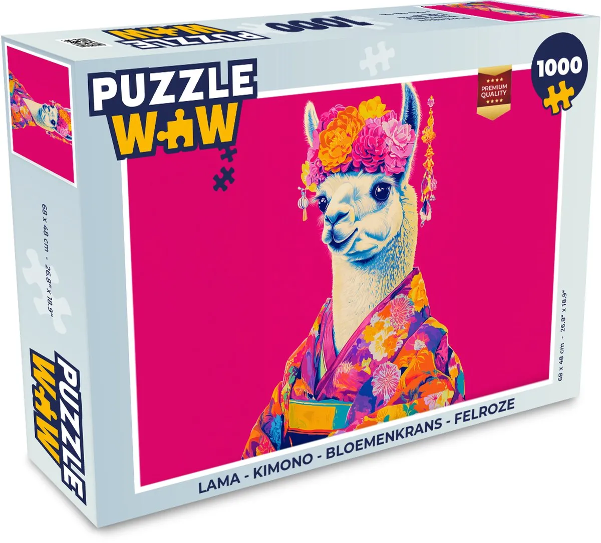 PuzzleWow Lama Legpuzzel 1000 Stuks - Felroze