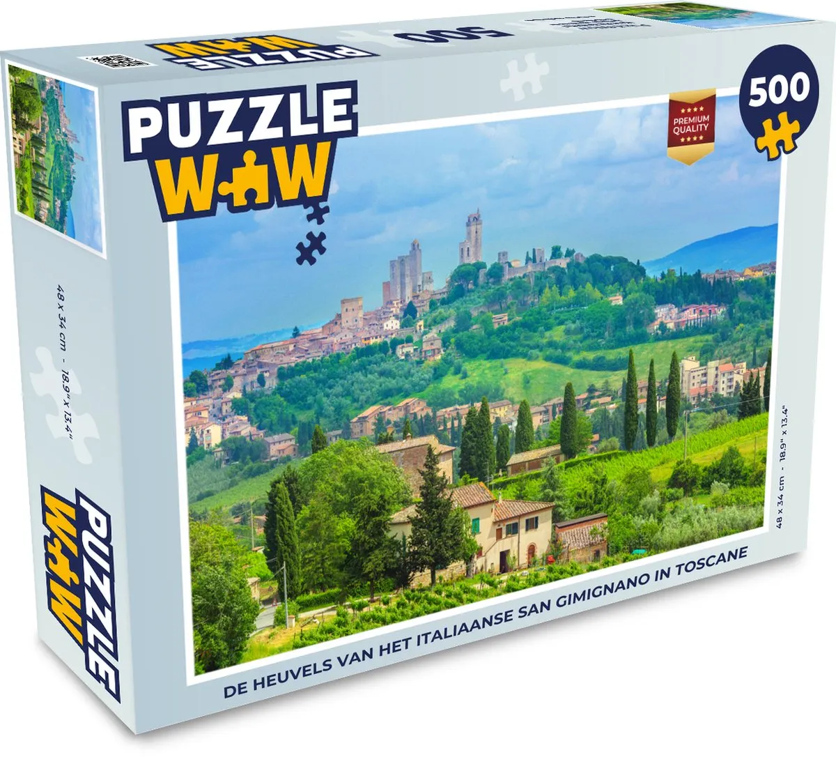 PuzzleWow Legpuzzel San Gimignano Toscane 500 Stuks - Multicolor