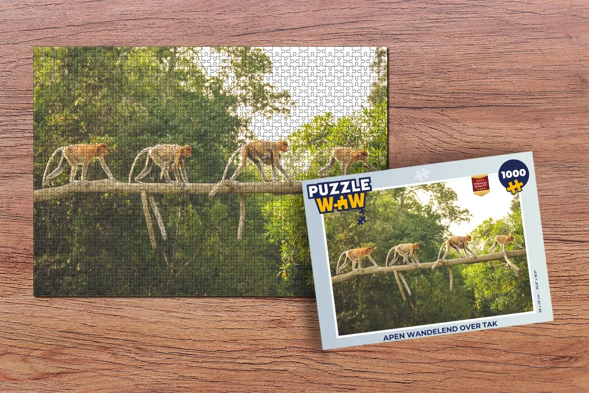 PuzzleWow Legpuzzel Apen wandelend over tak 1000 Stuks - Multicolor