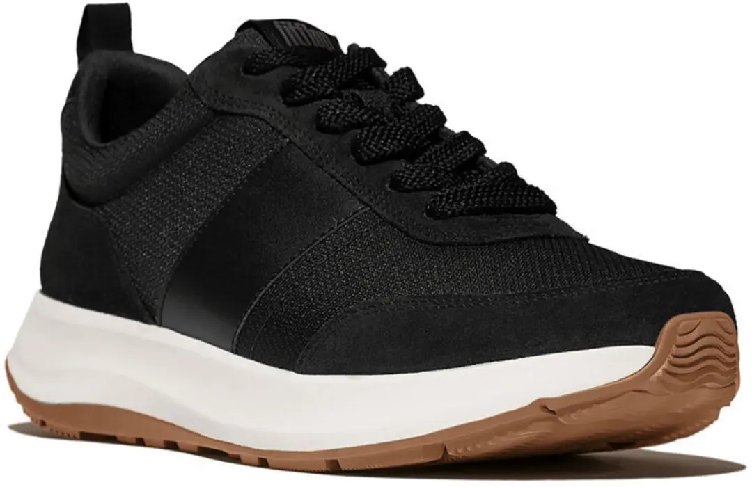 FitFlop FitFlop F-Mode Flow Mens Suede-Mix Sneakers ZWART