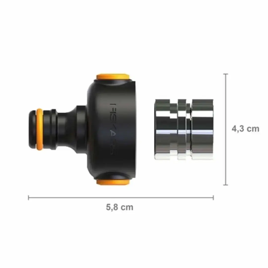 Fiskars Kraanaansluiting M22x1/M24x1 - 1 Stuk - Zwart/Oranje/Zilver