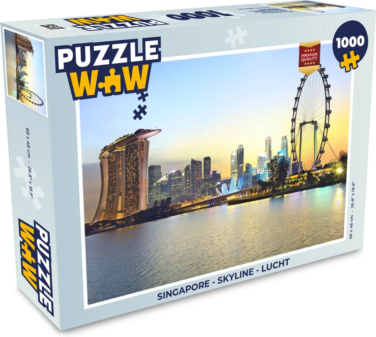 PuzzleWow Singapore Skyline Lucht Legpuzzel 1000 Stuks - Multicolor