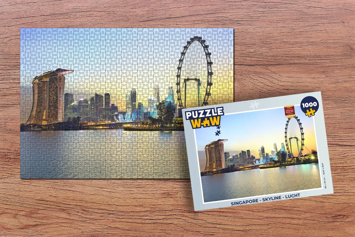 PuzzleWow Singapore Skyline Lucht Legpuzzel 1000 Stuks - Multicolor