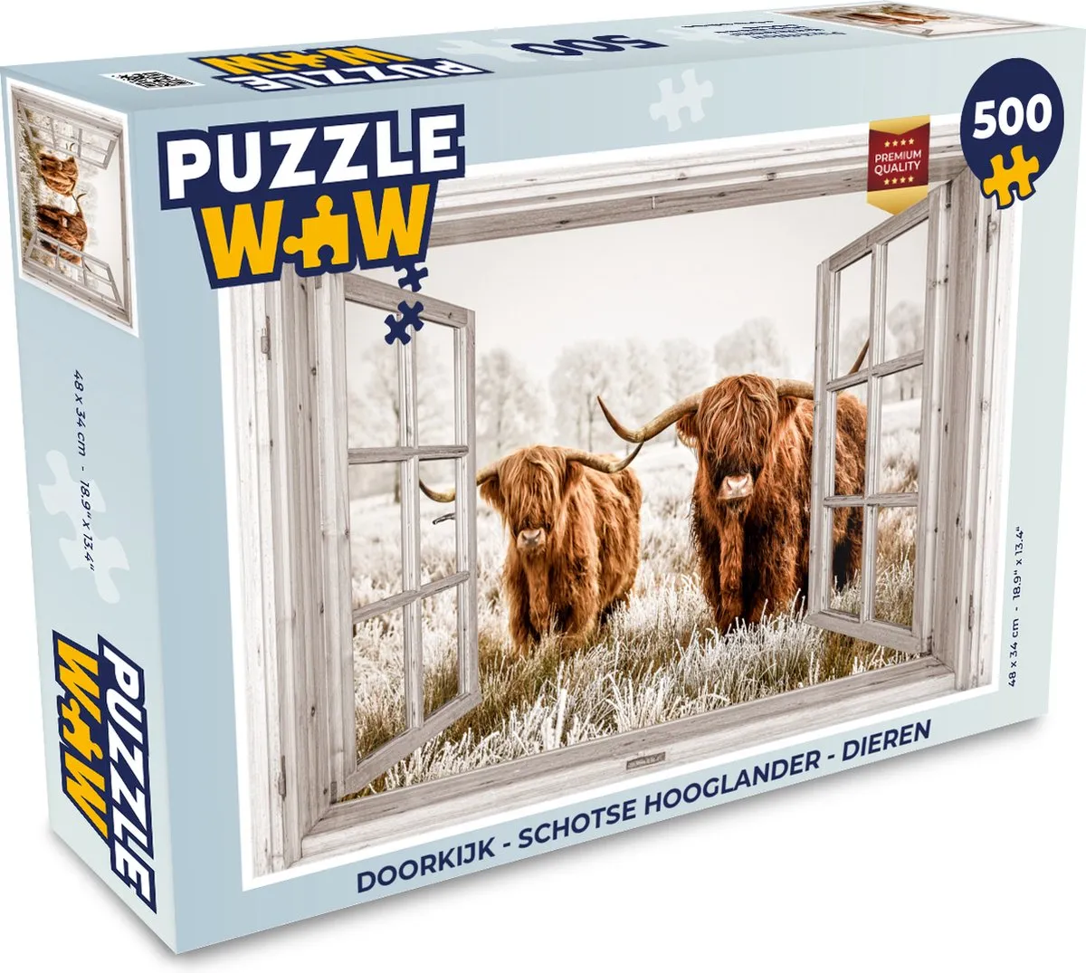 PuzzleWow Doorkijk Schotse Hooglander Legpuzzel 500 Stuks - Multicolor