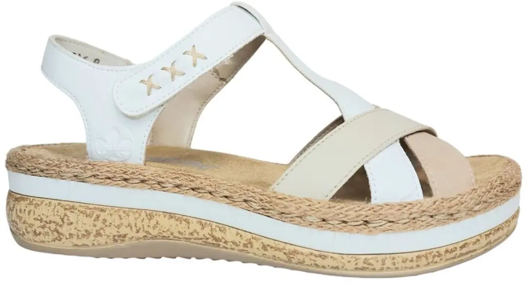 Rieker Sandaal V0919-80 Wit Beige Combi