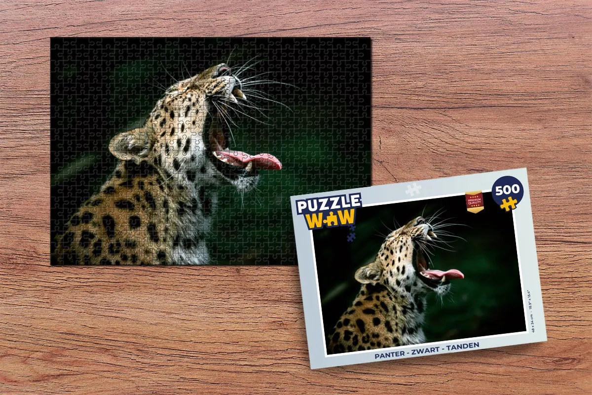 Puzzel Panter - Zwart - Tanden - Legpuzzel - Puzzel 500 stukjes