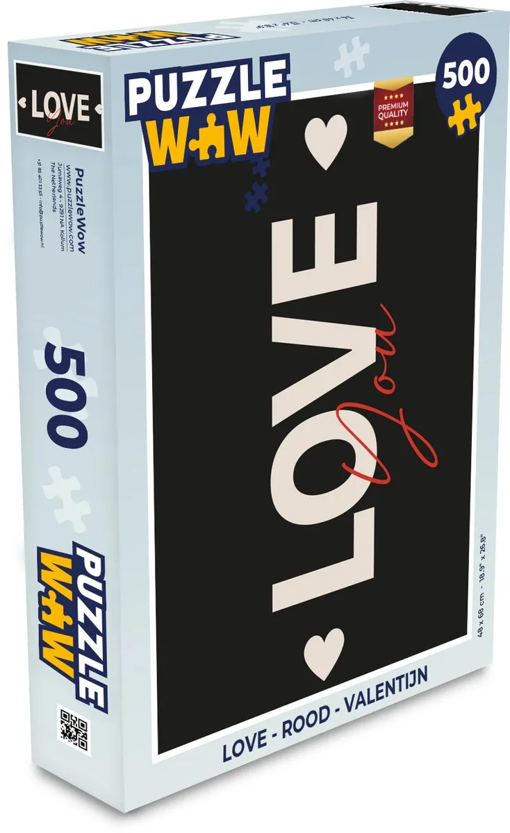 PuzzleWow Love Legpuzzel 500 Stuks - Rood/Zwart