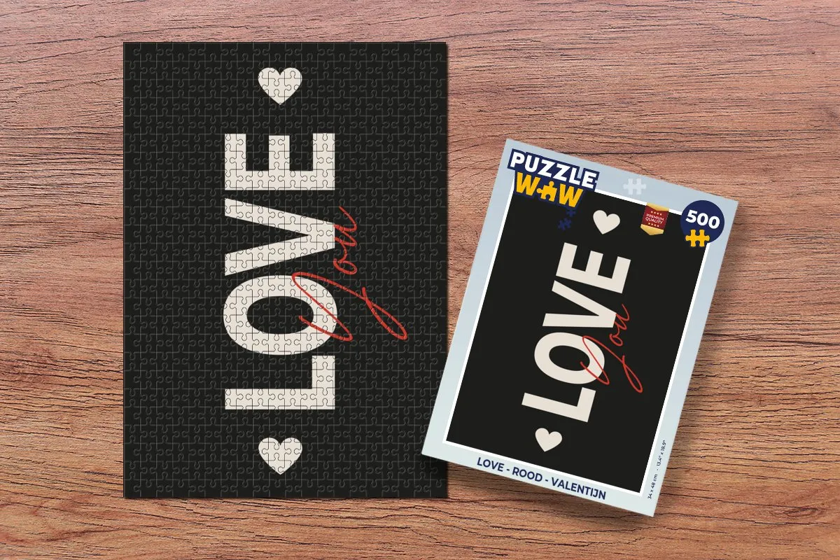PuzzleWow Love Legpuzzel 500 Stuks - Rood/Zwart