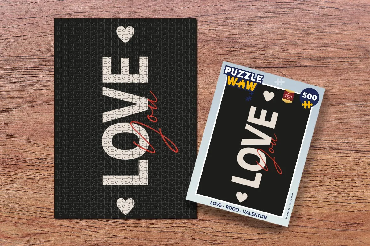 PuzzleWow Love Legpuzzel 500 Stuks - Rood/Zwart