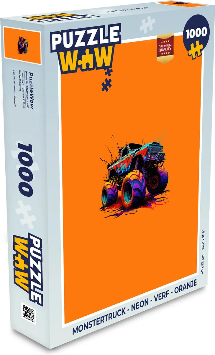 PuzzleWow Monstertruck Legpuzzel 1000 Stuks - Neon