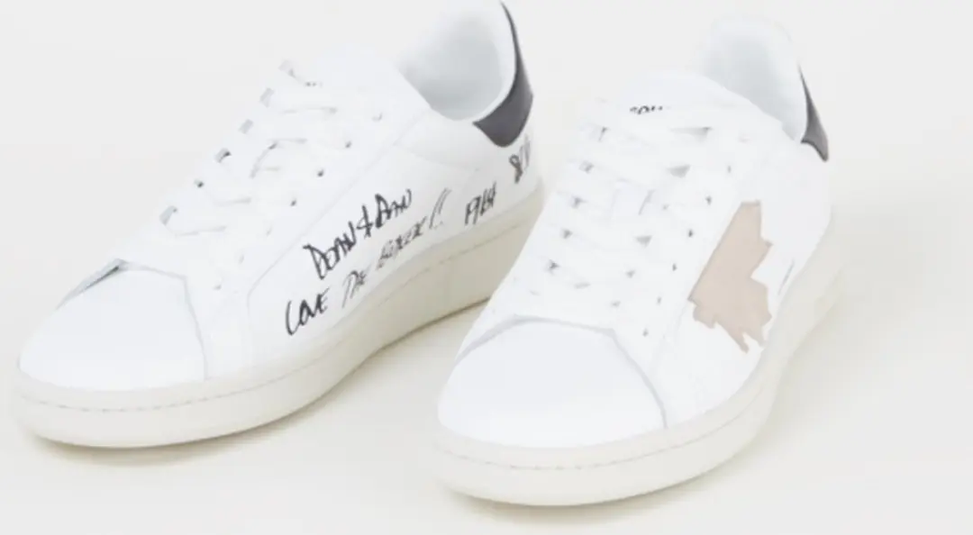 Dsquared2 Boxer sneaker van kalfsleer met suède detail